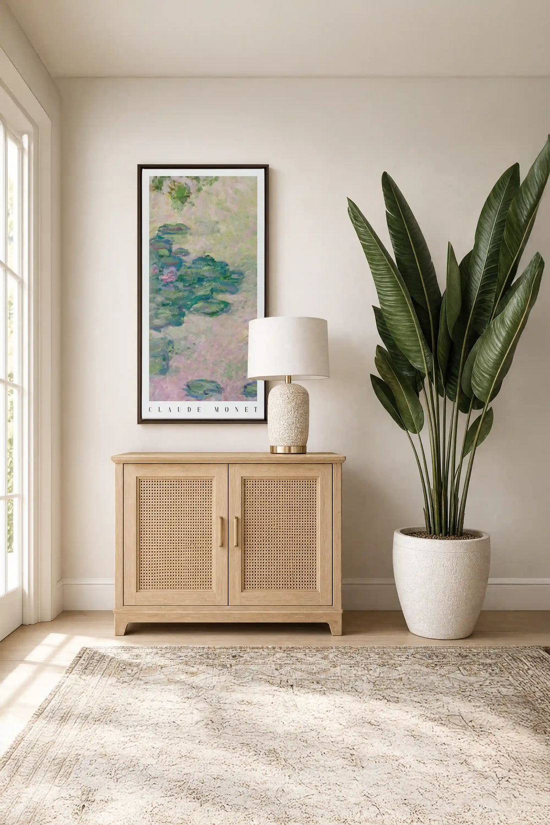 EAU DE FLEURS, Oeuvre sur toile étirée, encadré Brun Noyer