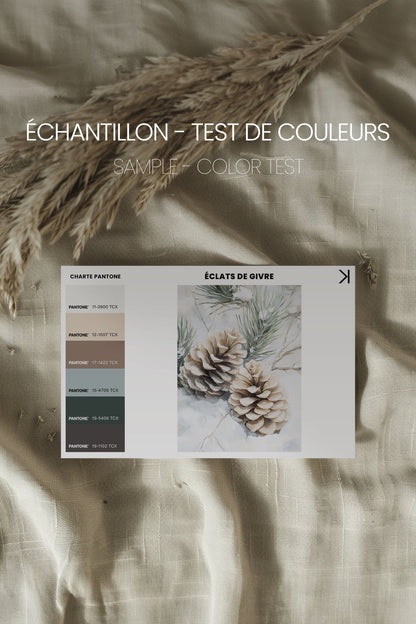 OLEKA CANVAS - ÉCLATS DE GIVRE, Oeuvre sur toile étirée, encadré Brun Noyer