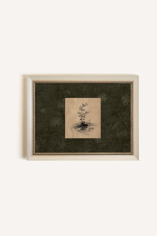 ÉVEIL DE LA TERRE, Oeuvre sur toile rigide, encadré Vintage Blanc