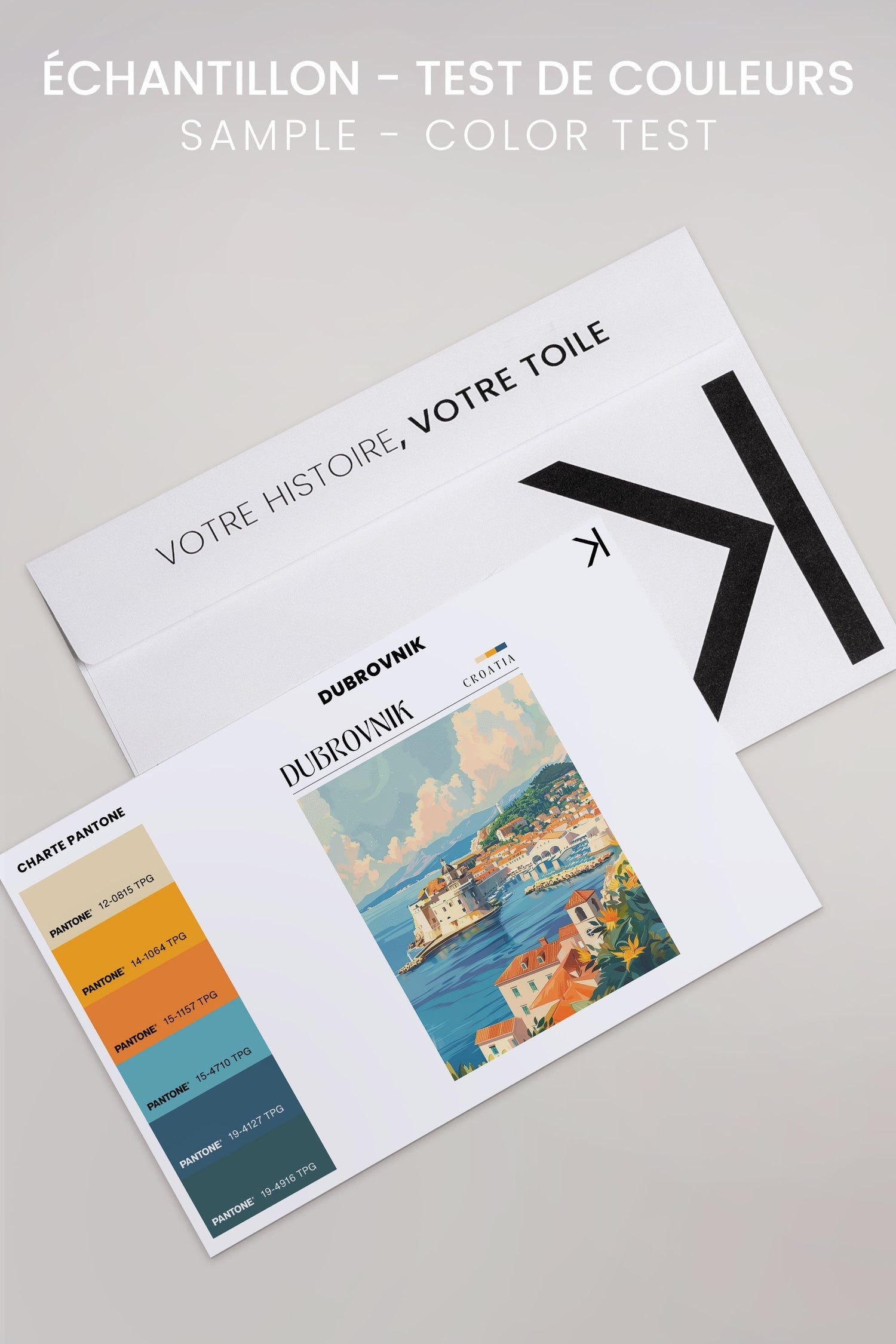 OLEKA CANVAS - Dubrovnik, Oeuvre sur toile étirée, encadré Brun Noyer