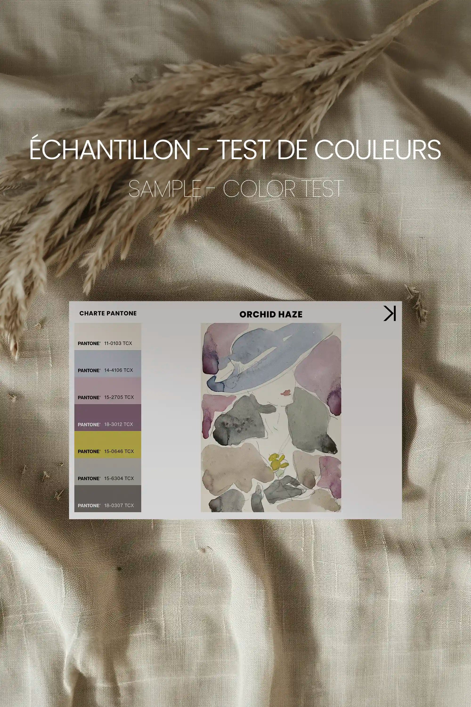 ORCHID HAZE, Oeuvre sur toile étirée, encadré Brun Noyer