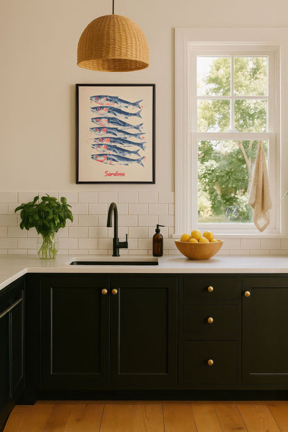 OLEKA CANVAS - SARDINES, Oeuvre sur toile étirée, encadré Noir