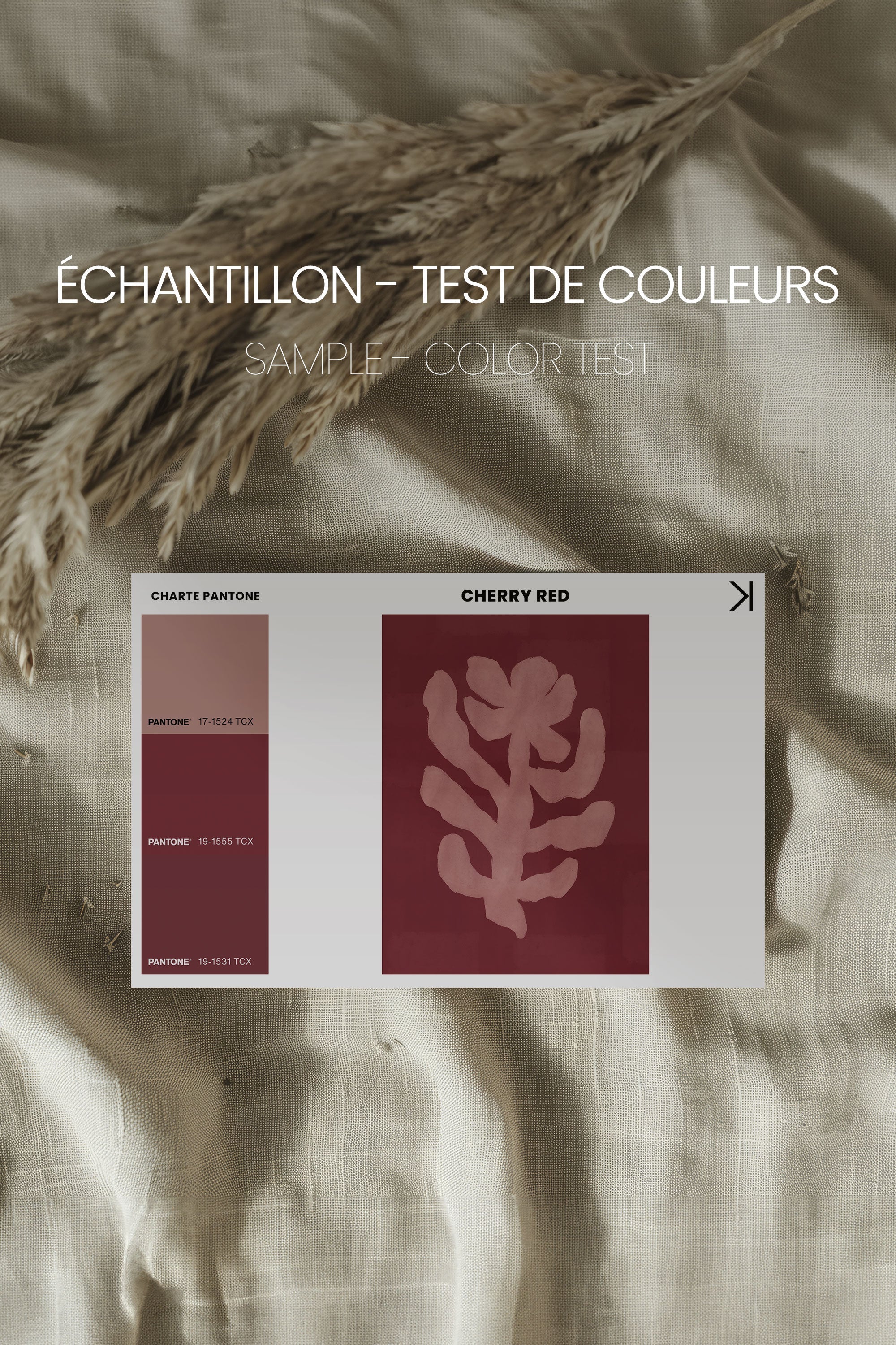 OLEKA CANVAS - RED CHERRY, Oeuvre sur toile étirée, encadré Brun Noyer