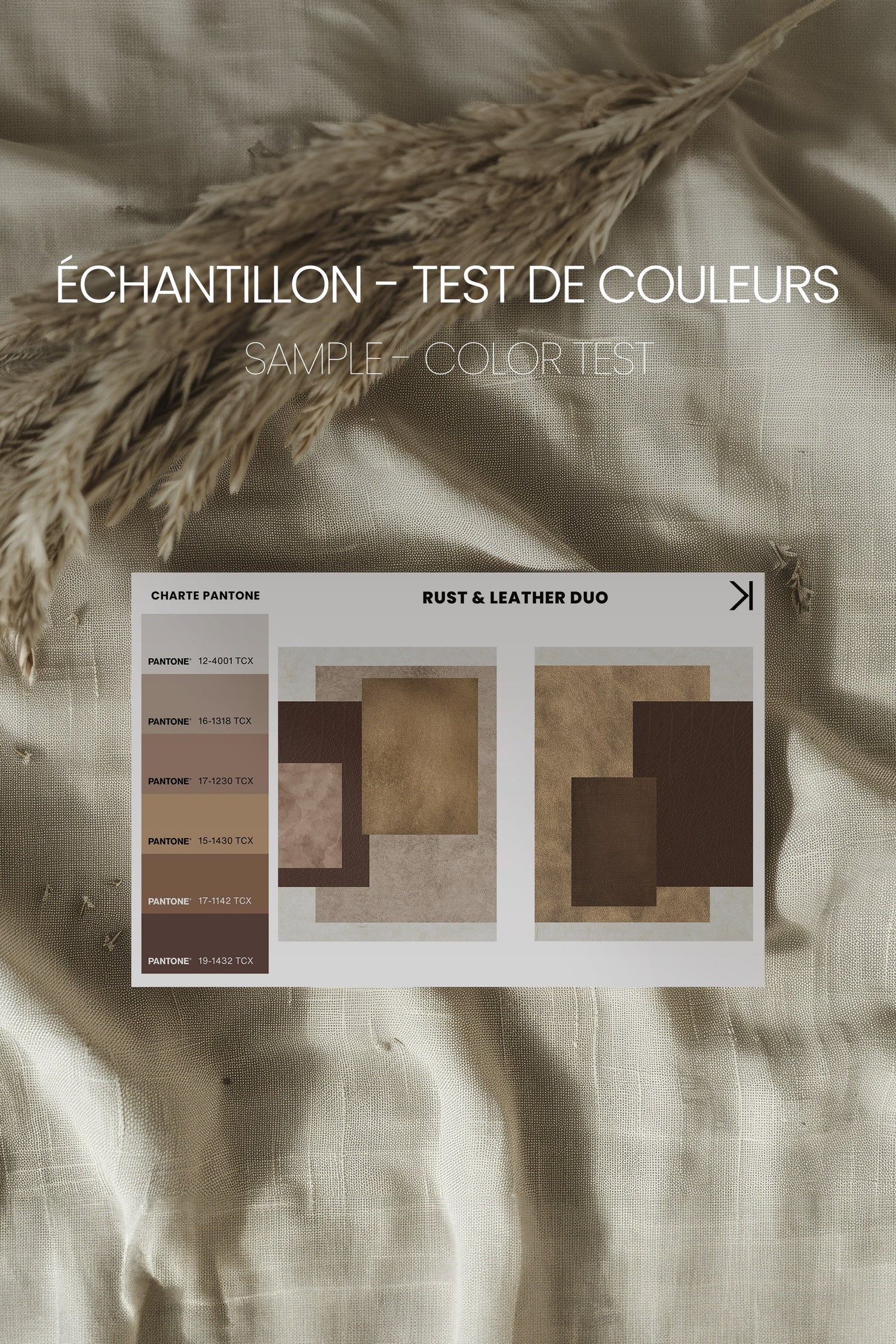 RUST &amp; LEATHER DUO, 2 Oeuvres sur toile étirée, encadré Brun Chêne