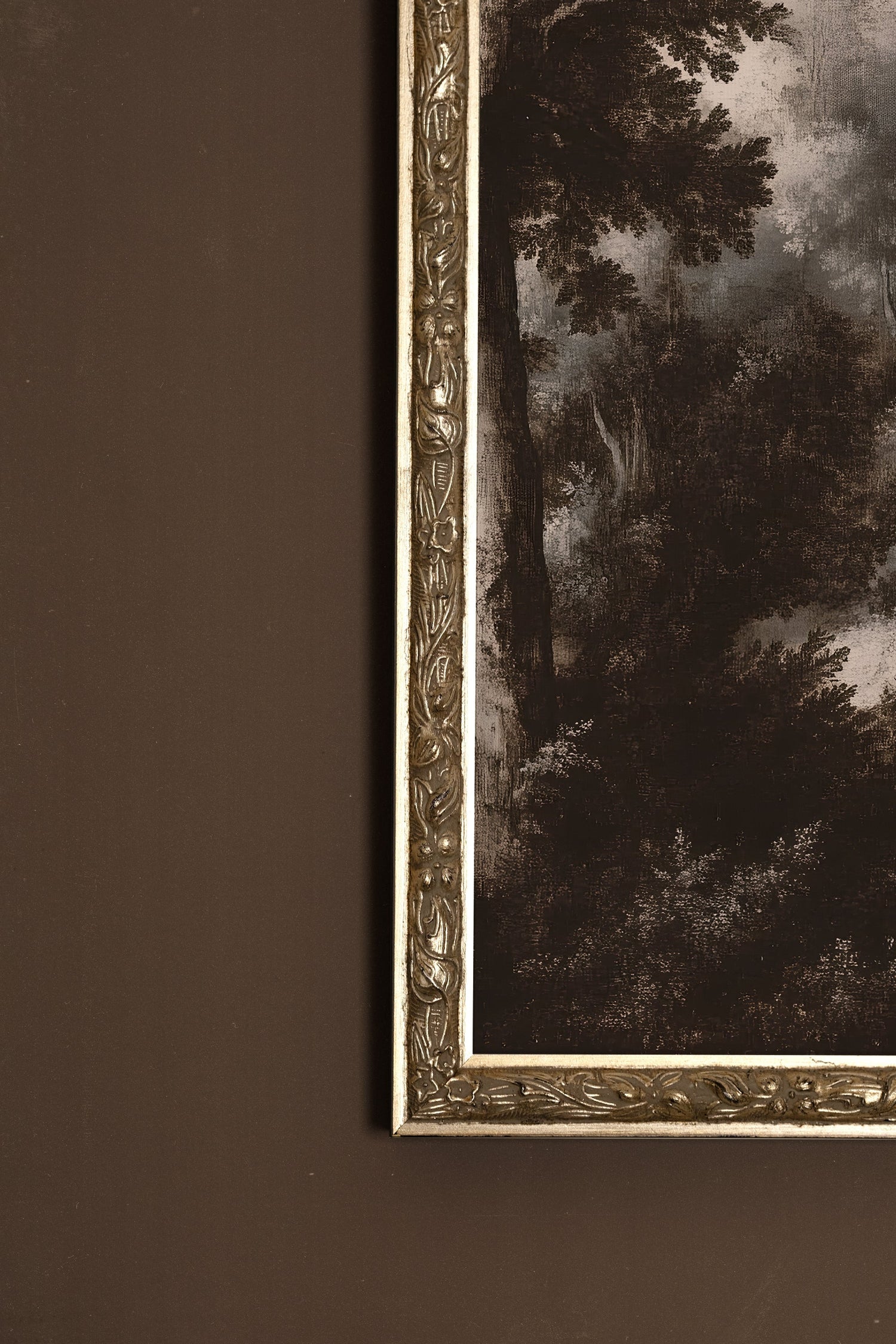 FORÊT OUBLIÉE, Oeuvre sur toile rigide, encadré Vintage Argent