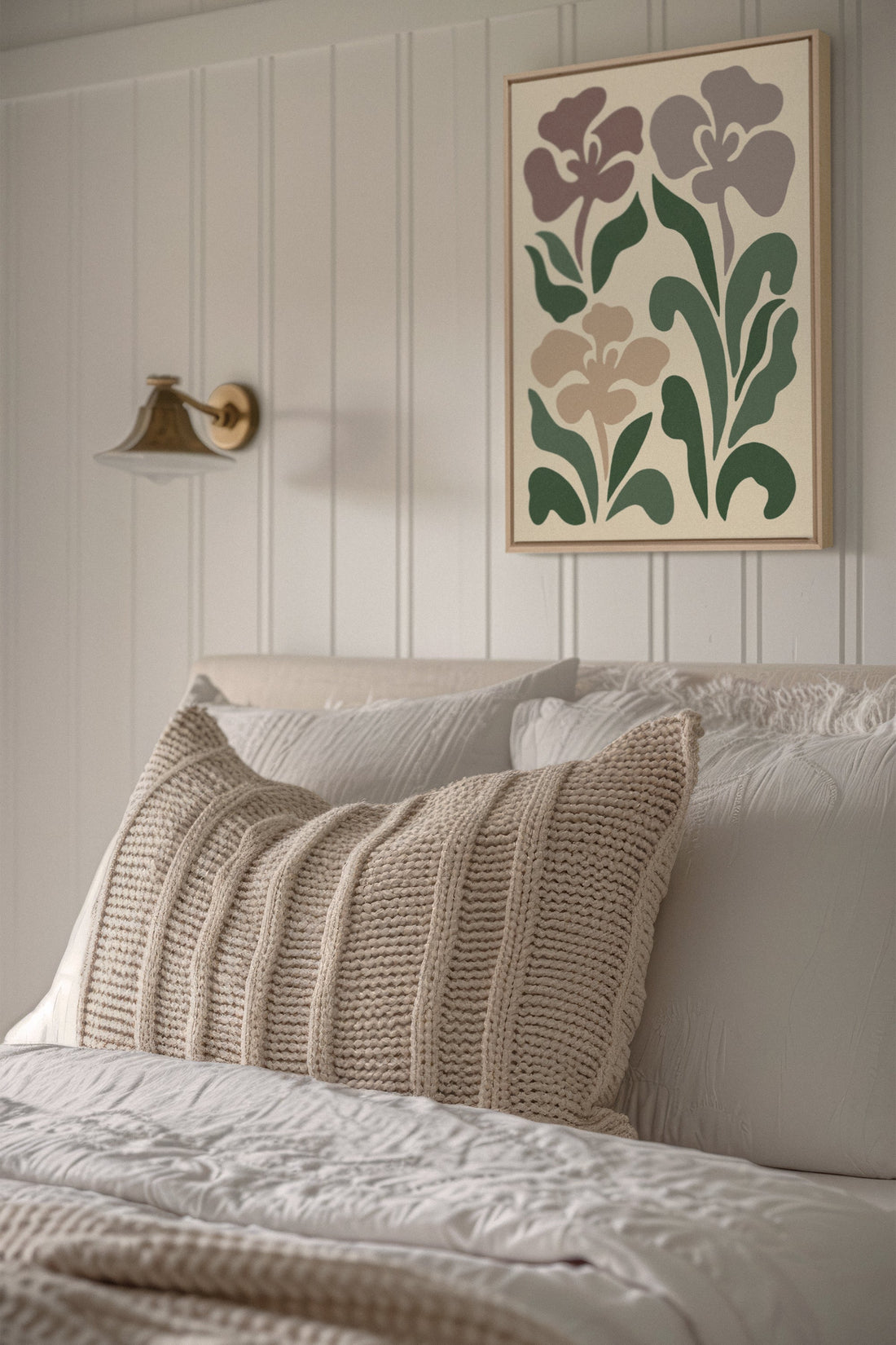 OLEKA CANVAS - BEIGE PETALS, Oeuvre sur toile étirée, encadré Naturel Clair