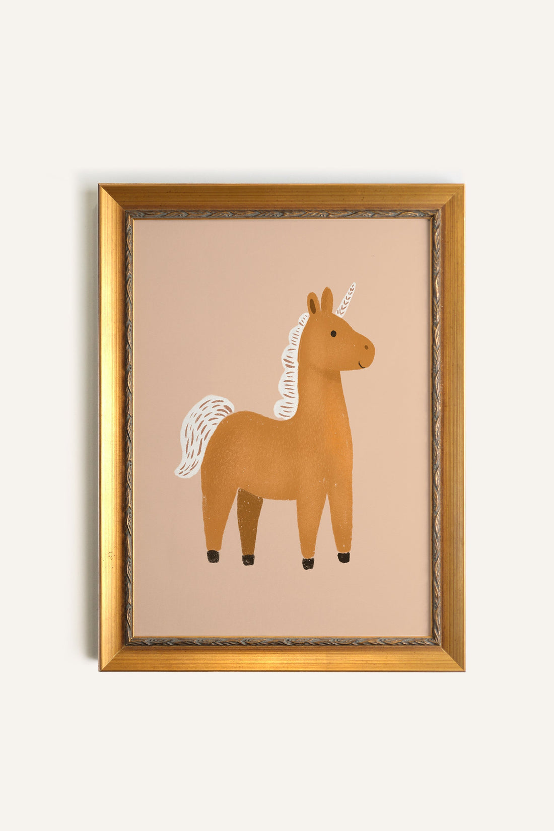 PETITE LICORNE, Artwork on rigid canvas, framed in Vintage Gold