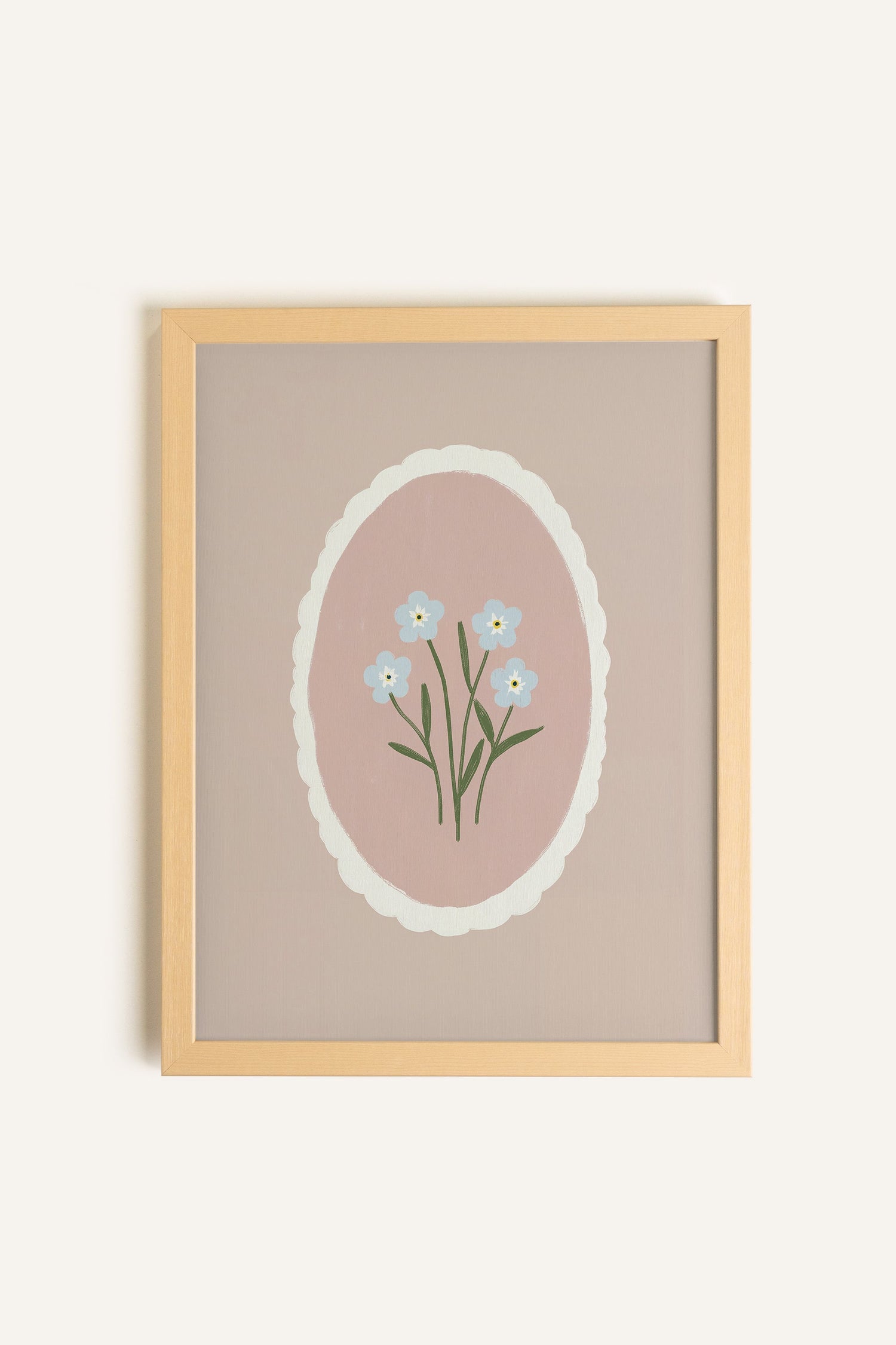 FLEURS TENDRES, Oeuvre sur toile rigide, encadré Naturel Clair