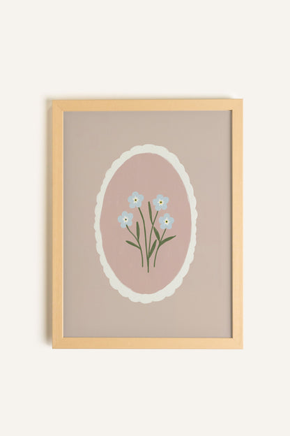 FLEURS TENDRES, Oeuvre sur toile rigide, encadré Naturel Clair