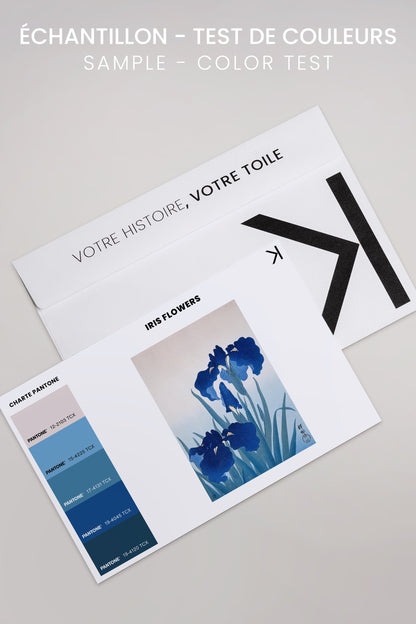 OLEKA CANVAS - IRIS FLOWERS, Oeuvre sur toile étirée, encadré Noir