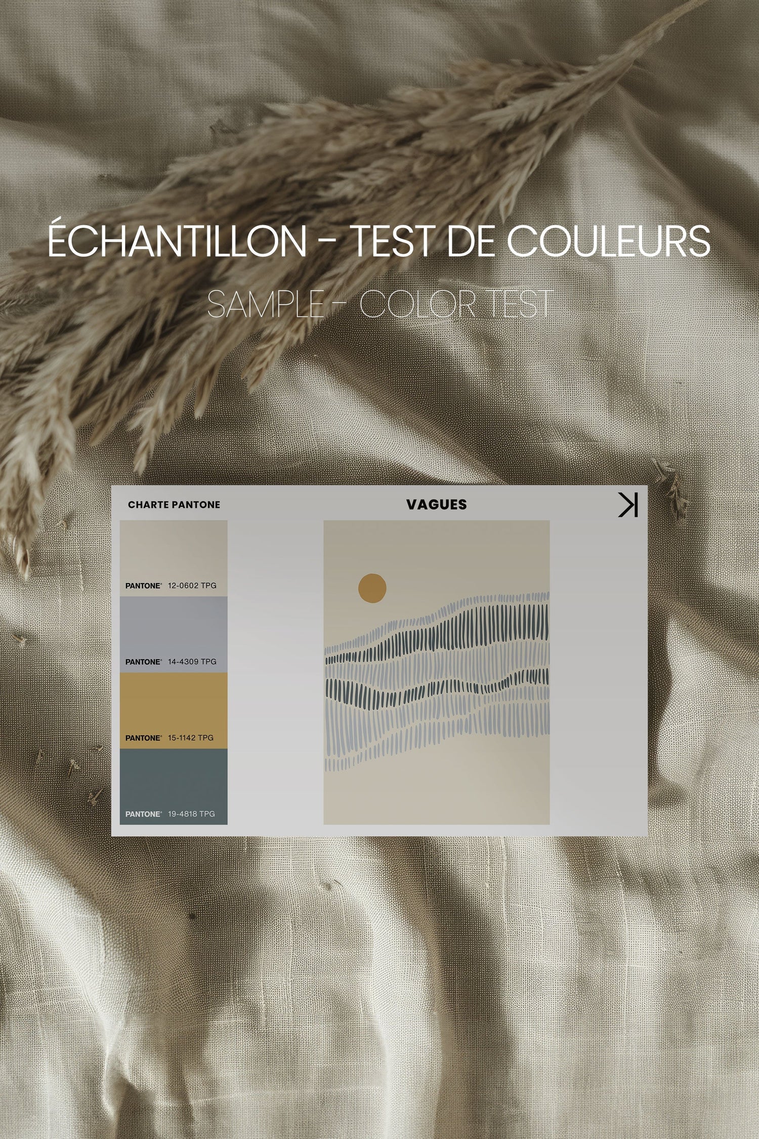 OLEKA CANVAS - VAGUES, Oeuvre sur toile étirée, encadré Brun Chêne