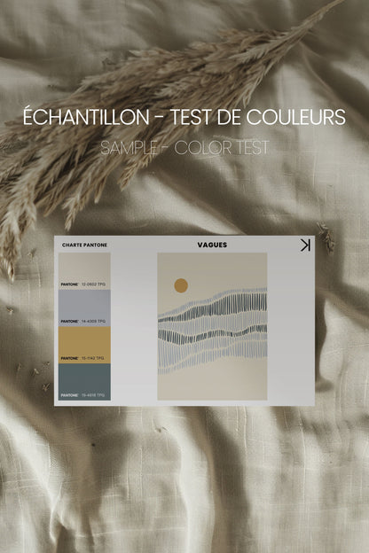 OLEKA CANVAS - VAGUES, Oeuvre sur toile étirée, encadré Noir