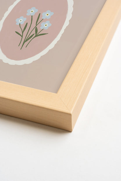 FLEURS TENDRES, Oeuvre sur toile rigide, encadré Naturel Clair