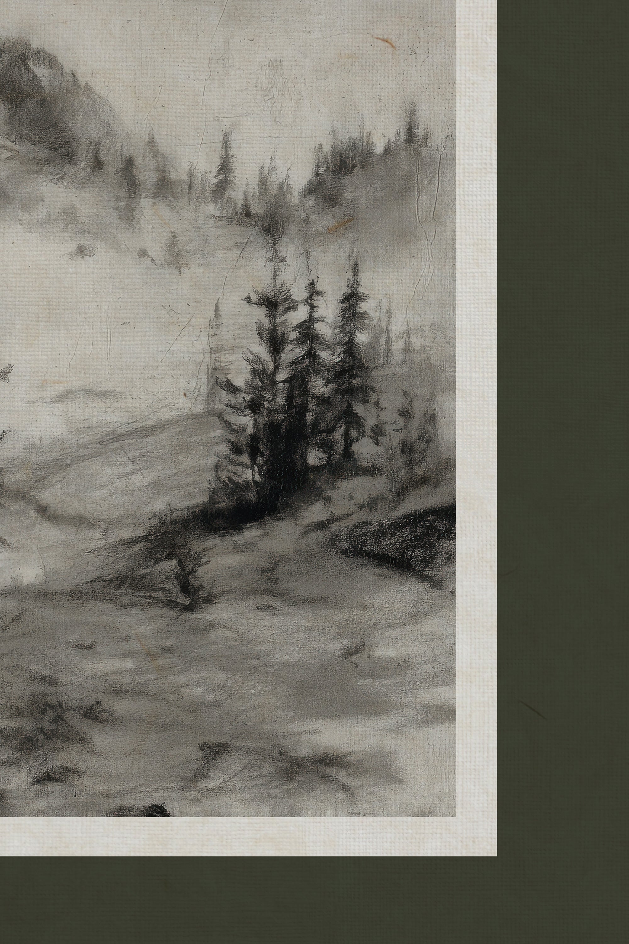 MISTY HEIGHTS, Oeuvre sur toile rigide, encadré Vintage Argent