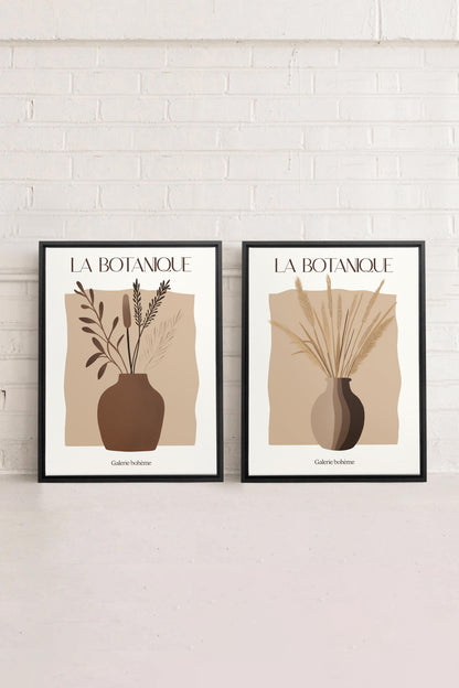 OLEKA CANVAS - BOTANIQUE DUO, 2 Oeuvres sur toile étirée, encadré Noir