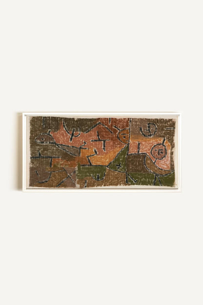 PRIMITIVE GRID, Oeuvre sur toile étirée, encadré Blanc