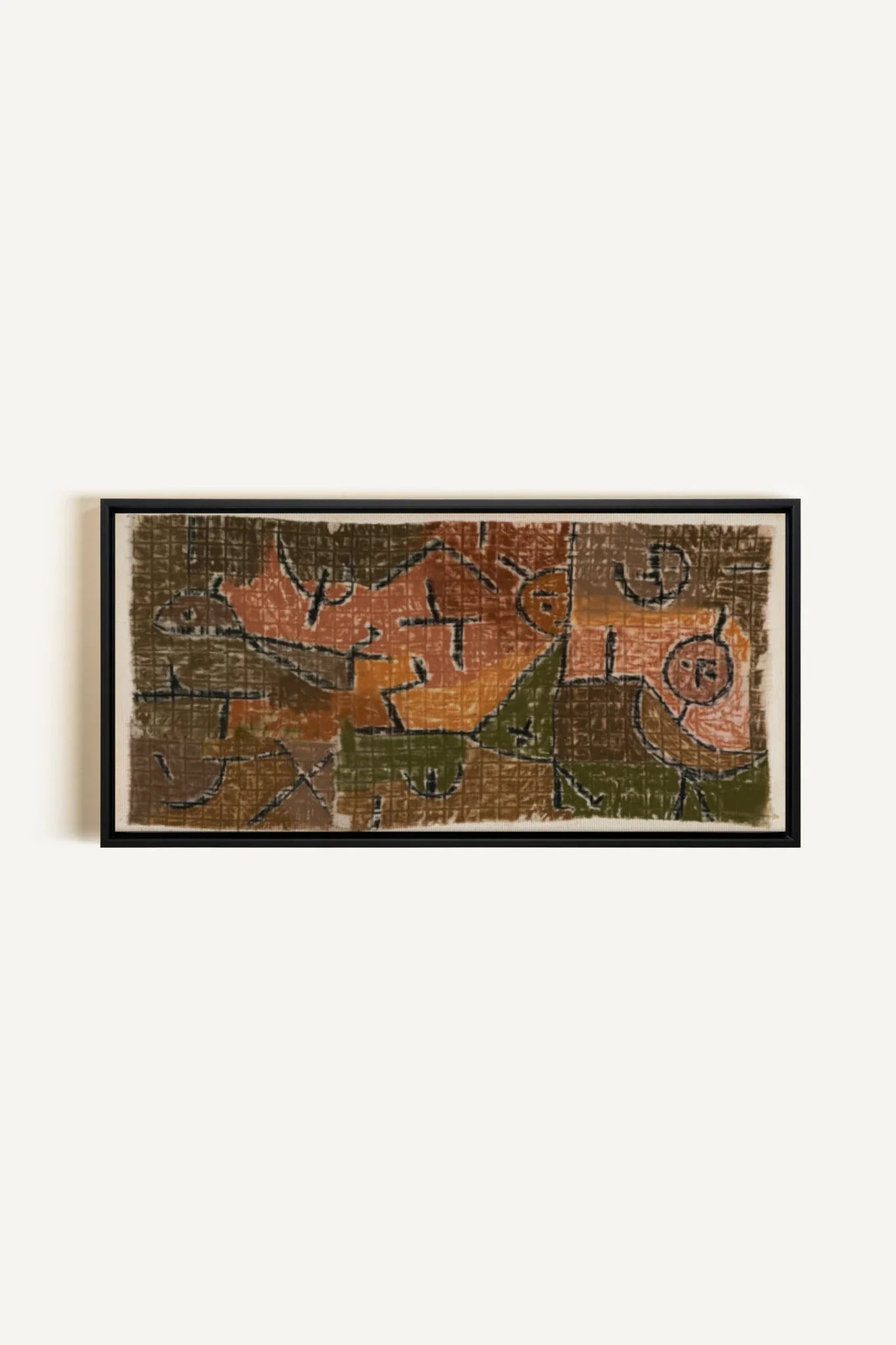 PRIMITIVE GRID, Oeuvre sur toile étirée, encadré Noir