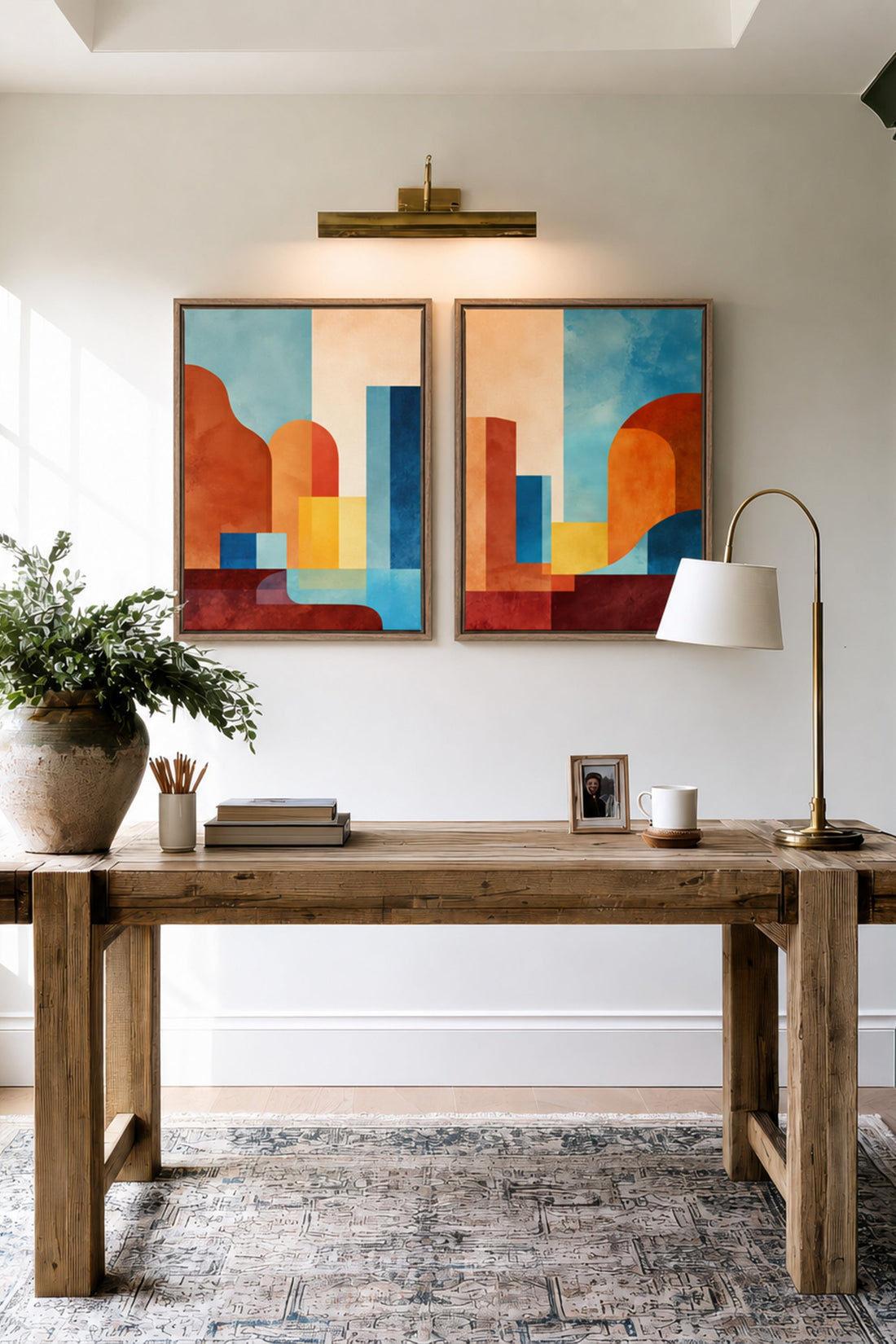 RETRO ARCH DUO, 2 Oeuvres sur toile étirée, encadré Brun Chêne
