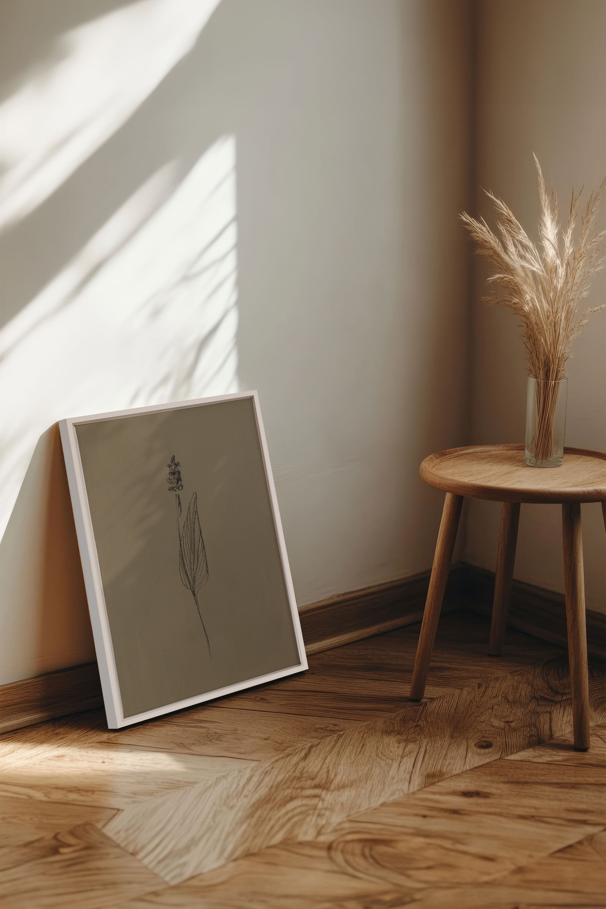 OLEKA CANVAS - GRAIN DE NATURE, Oeuvre sur toile étirée, encadré Blanc