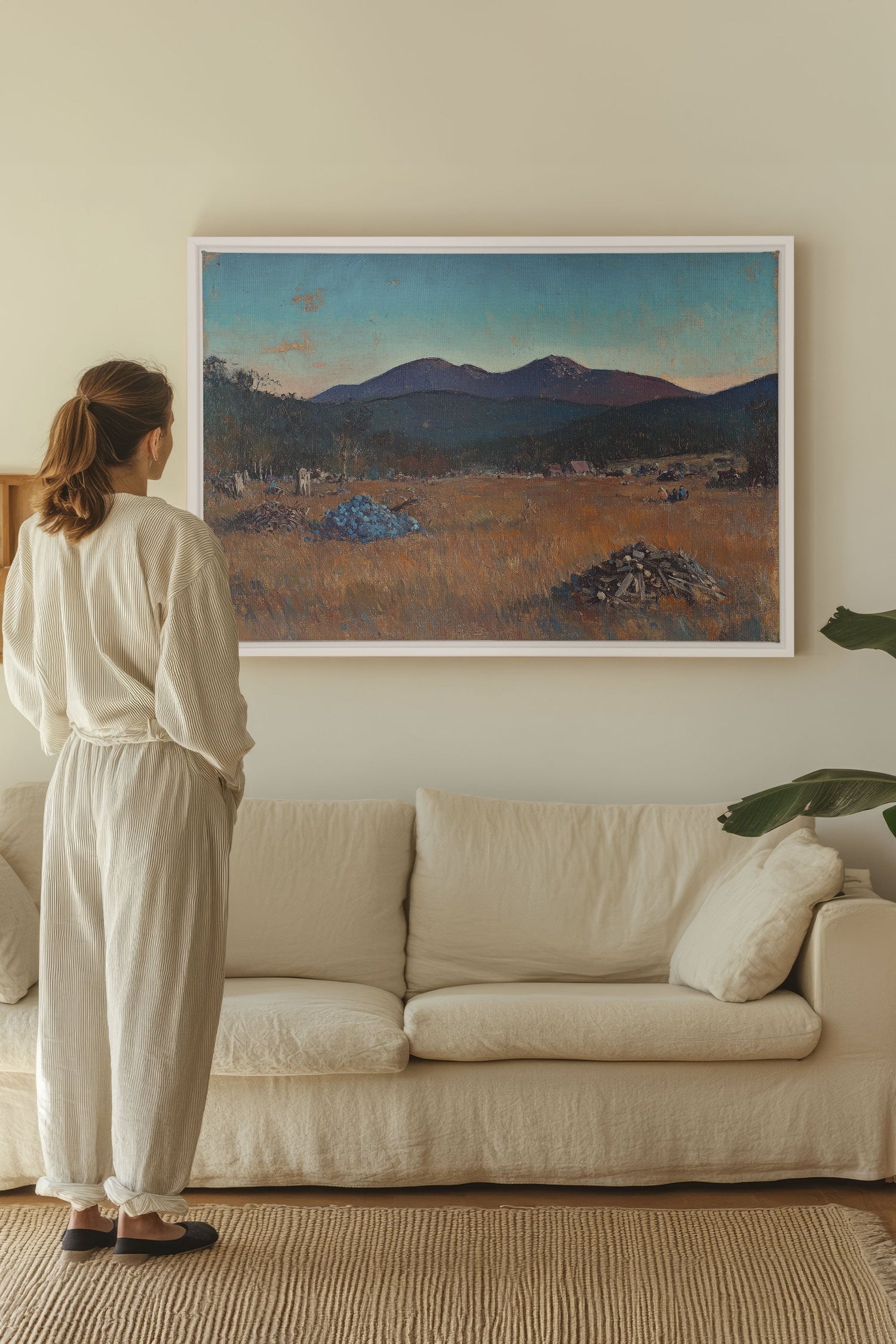 OLEKA CANVAS - EVENING HARVEST, Oeuvre sur toile étirée, encadré Blanc
