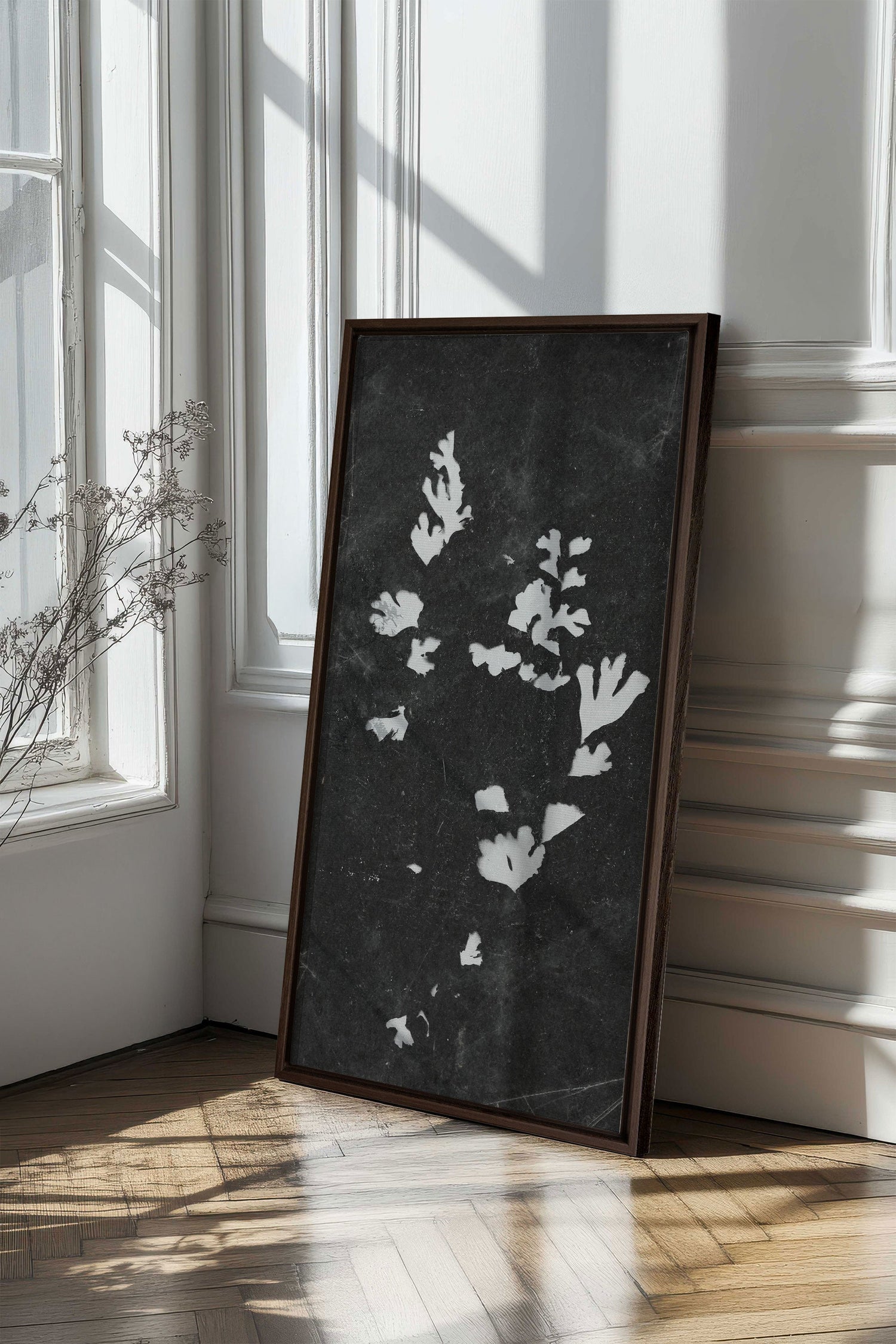 GHOST LEAVES, Oeuvre sur toile étirée, encadré Brun Noyer