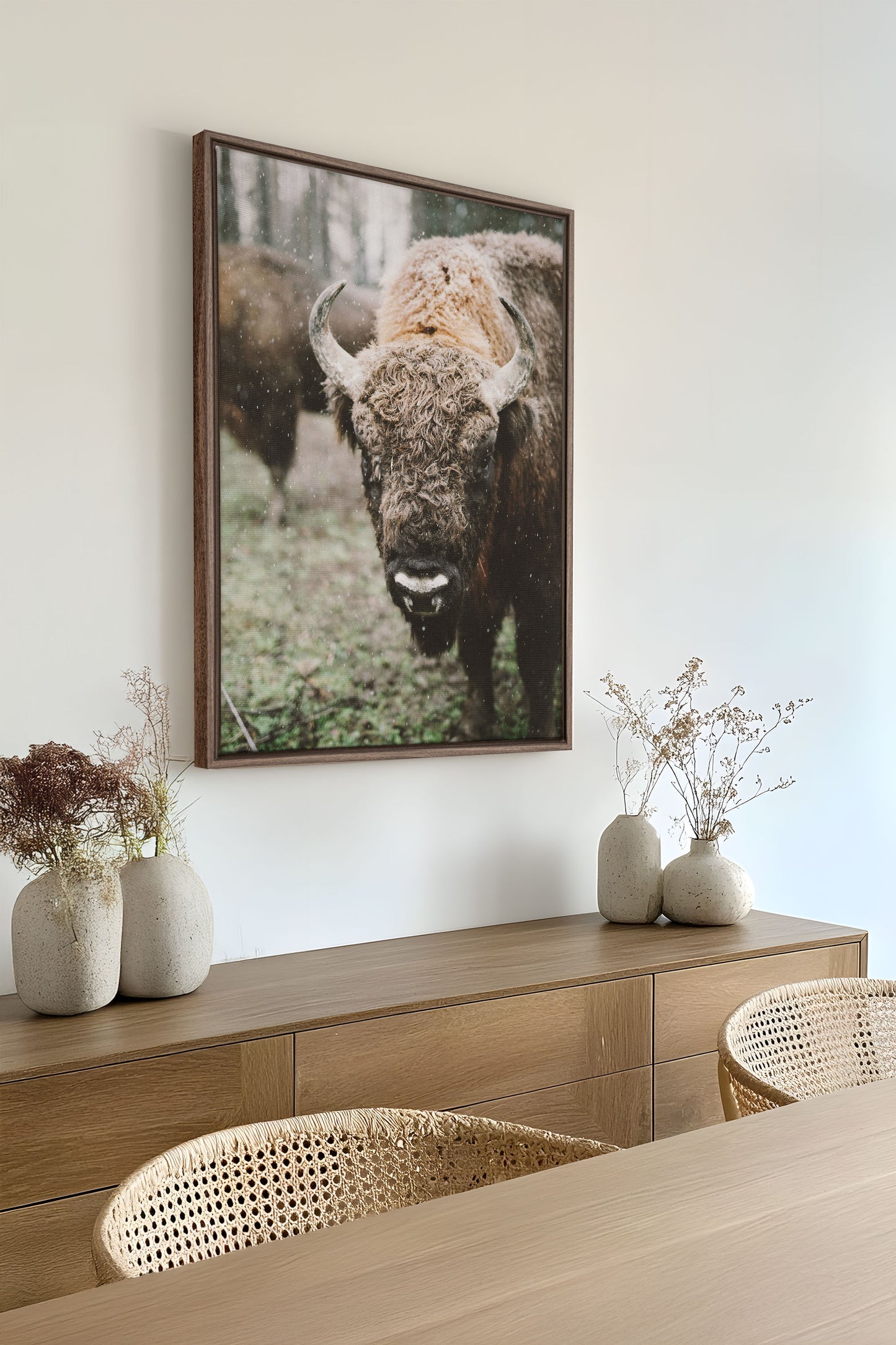 ÉCORCE ET NEIGE, Oeuvre sur toile étiré