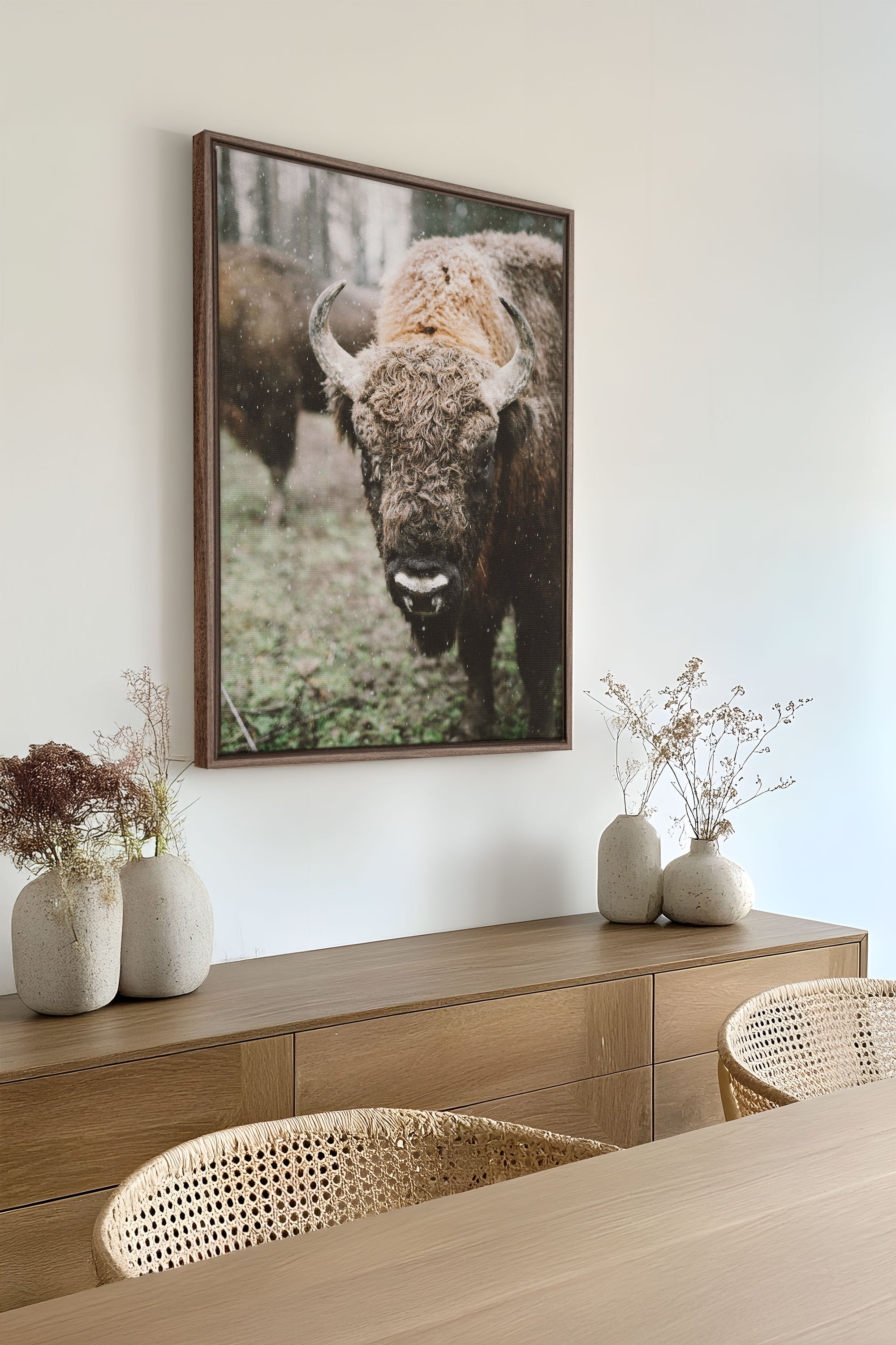 ÉCORCE ET NEIGE, Oeuvre sur toile étiré
