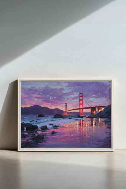 GOLDEN GLOW, Oeuvre sur toile étirée, encadré Blanc