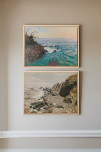 SEA OF LIGHT DUO, 2 Oeuvres sur toile étirée, encadré Naturel Clair