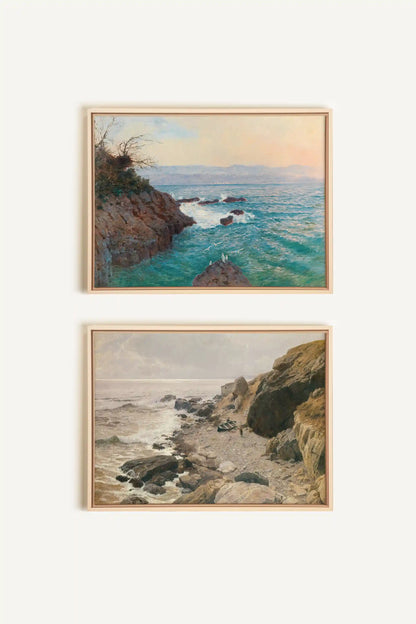 SEA OF LIGHT DUO, 2 Oeuvres sur toile étirée, encadré Naturel Clair