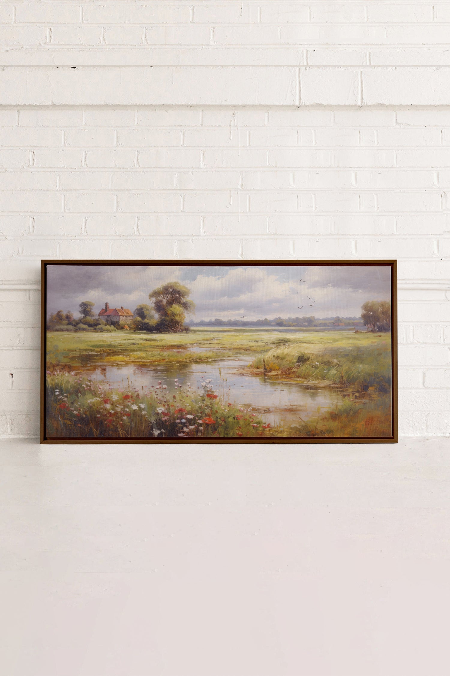 OLEKA CANVAS - Red Oasis, Oeuvre sur toile étirée, encadré Brun Noyer
