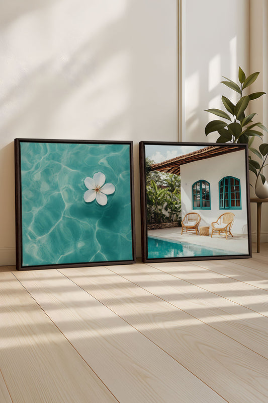 DUO INSTANT AZUR (2 Oeuvres sur toile étirée)
