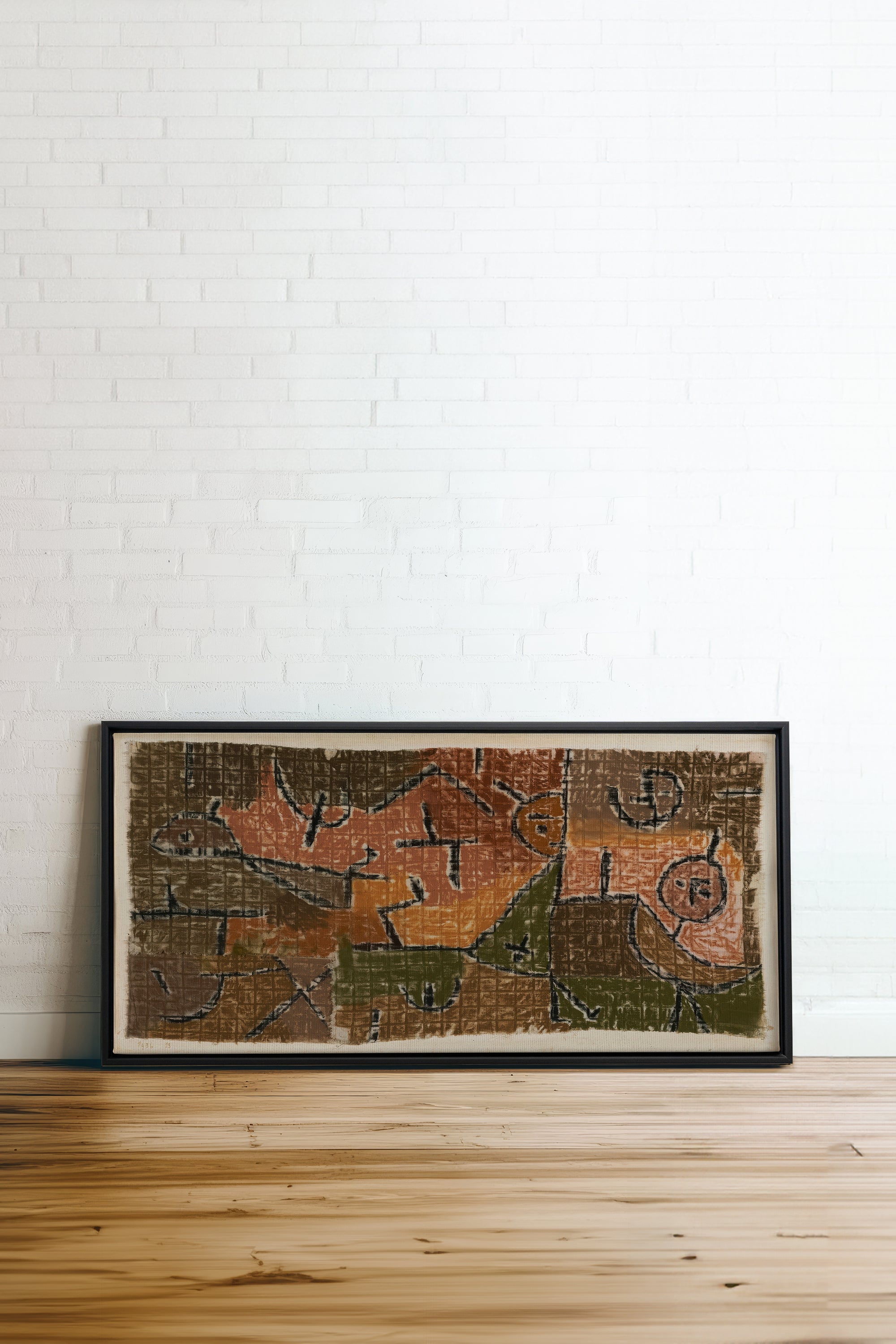 PRIMITIVE GRID, Oeuvre sur toile étirée, encadré Noir