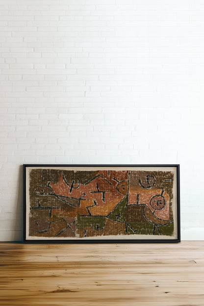 PRIMITIVE GRID, Oeuvre sur toile étirée, encadré Noir