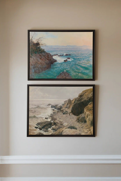 SEA OF LIGHT DUO, 2 Works on stretched canvas, framed Black