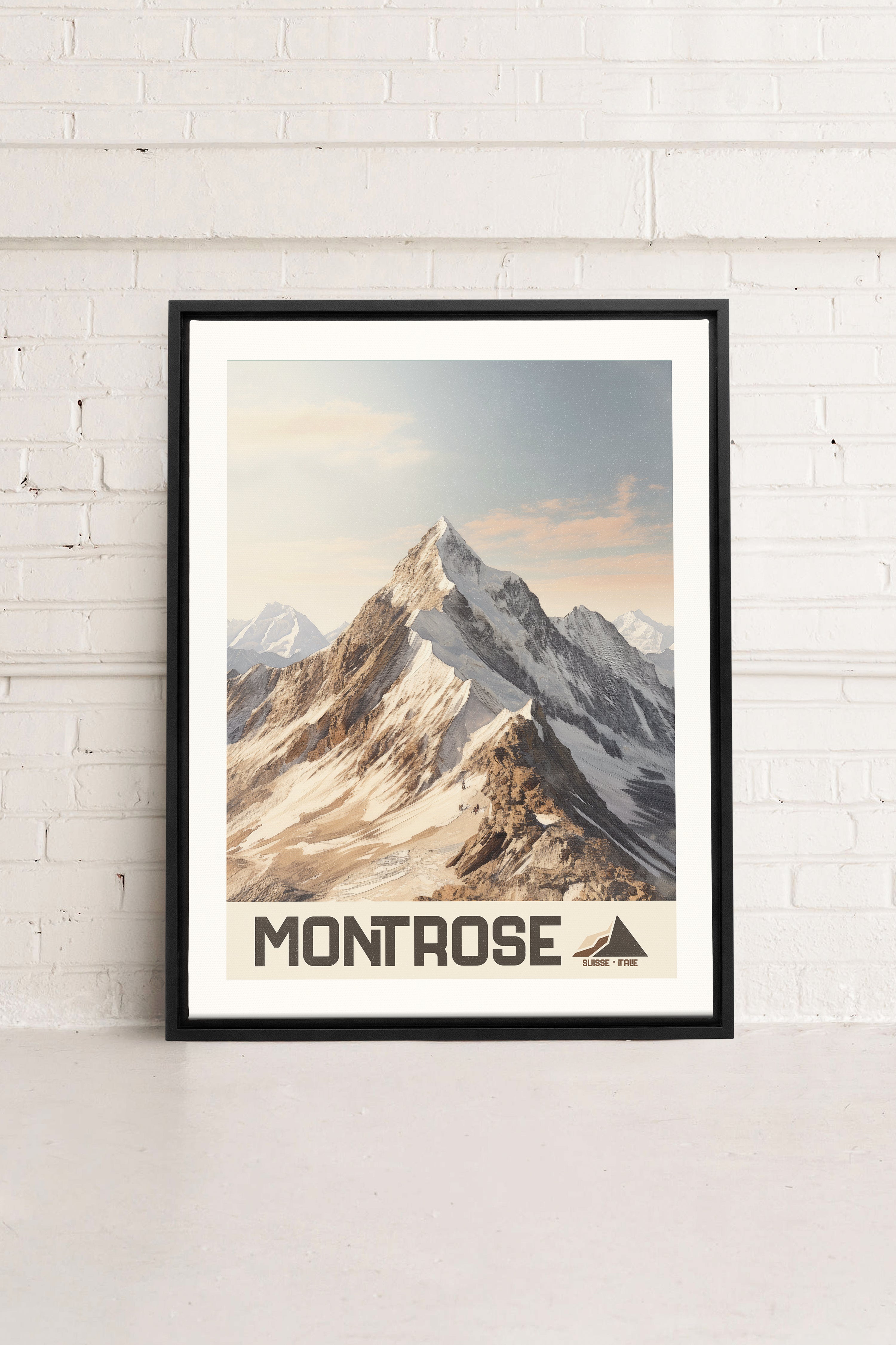 OLEKA CANVAS - MONT ROSE, Oeuvre sur toile étirée, encadré Noir