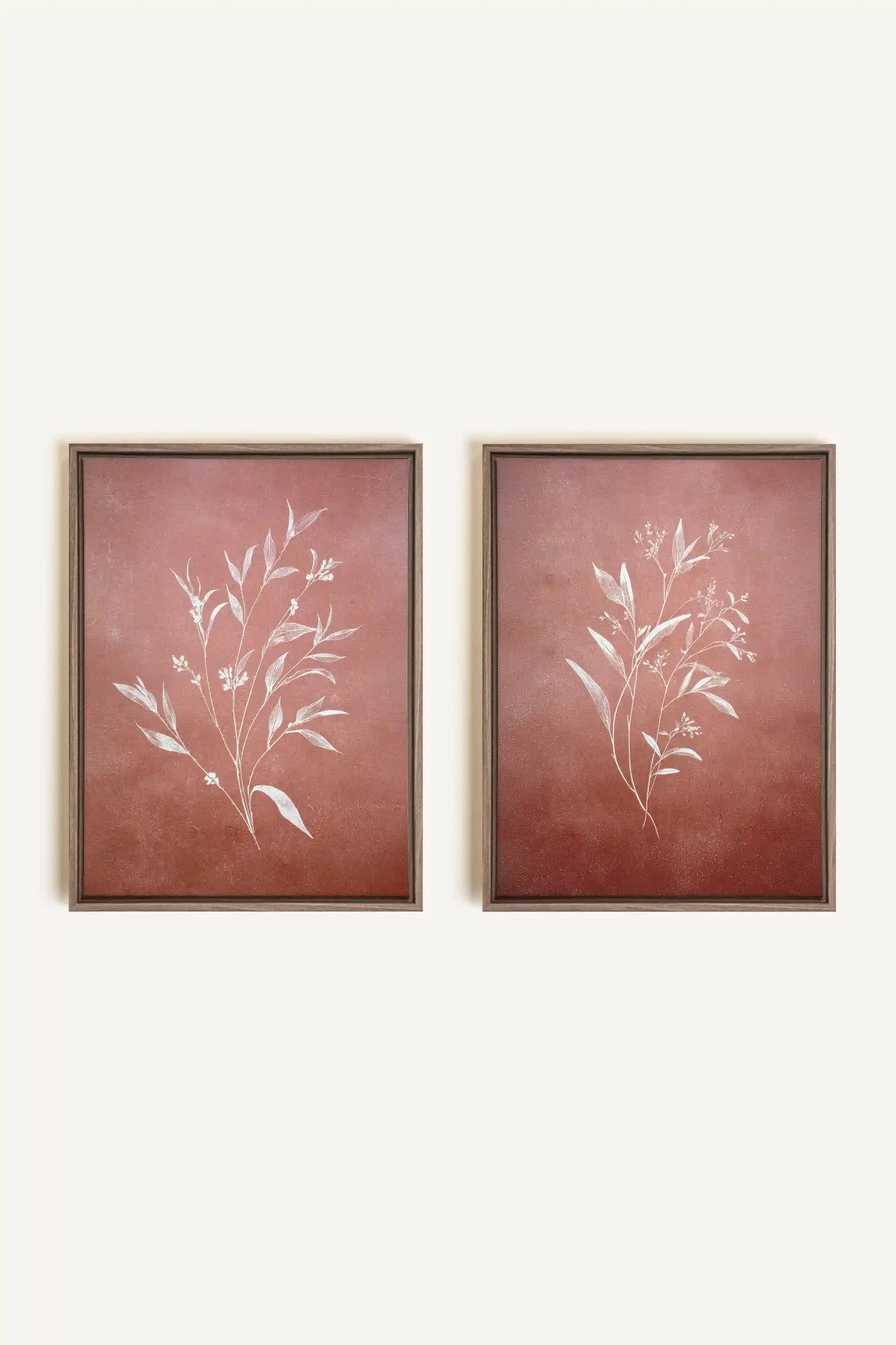 SOFT SIENNA DUO, 2 Works on stretched canvas, framed Oak Brown