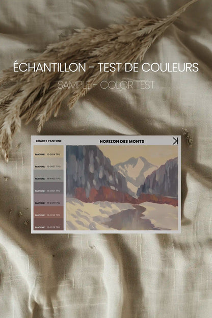 HORIZON DES MONTS, Oeuvre sur toile étirée, encadré Brun Noyer