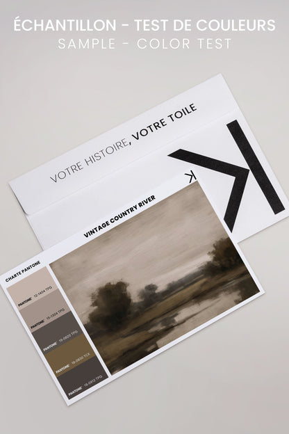 OLEKA CANVAS - VINTAGE COUNTRY RIVER, Oeuvre sur toile étirée, encadré Noir