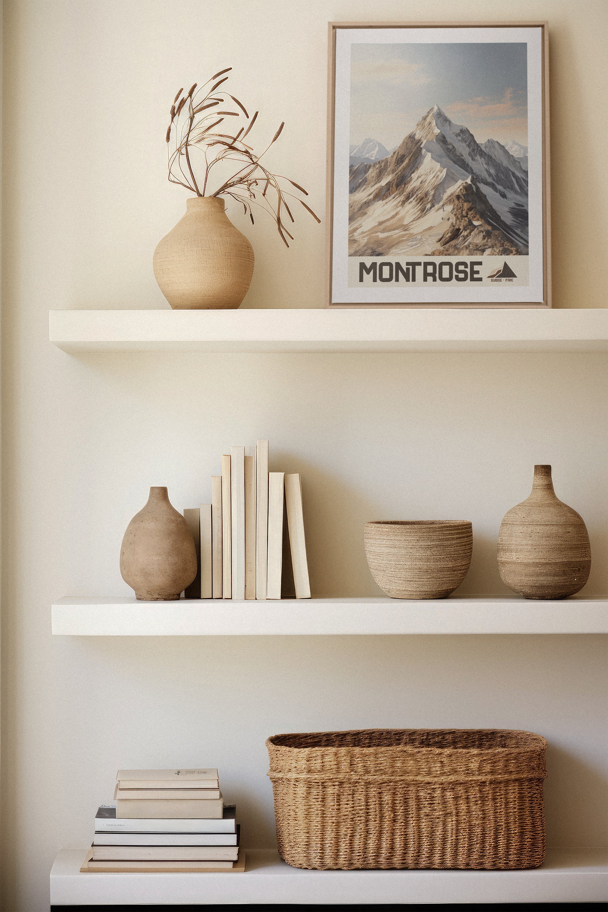 OLEKA CANVAS - MONT ROSE, Oeuvre sur toile étirée, encadré Naturel Clair