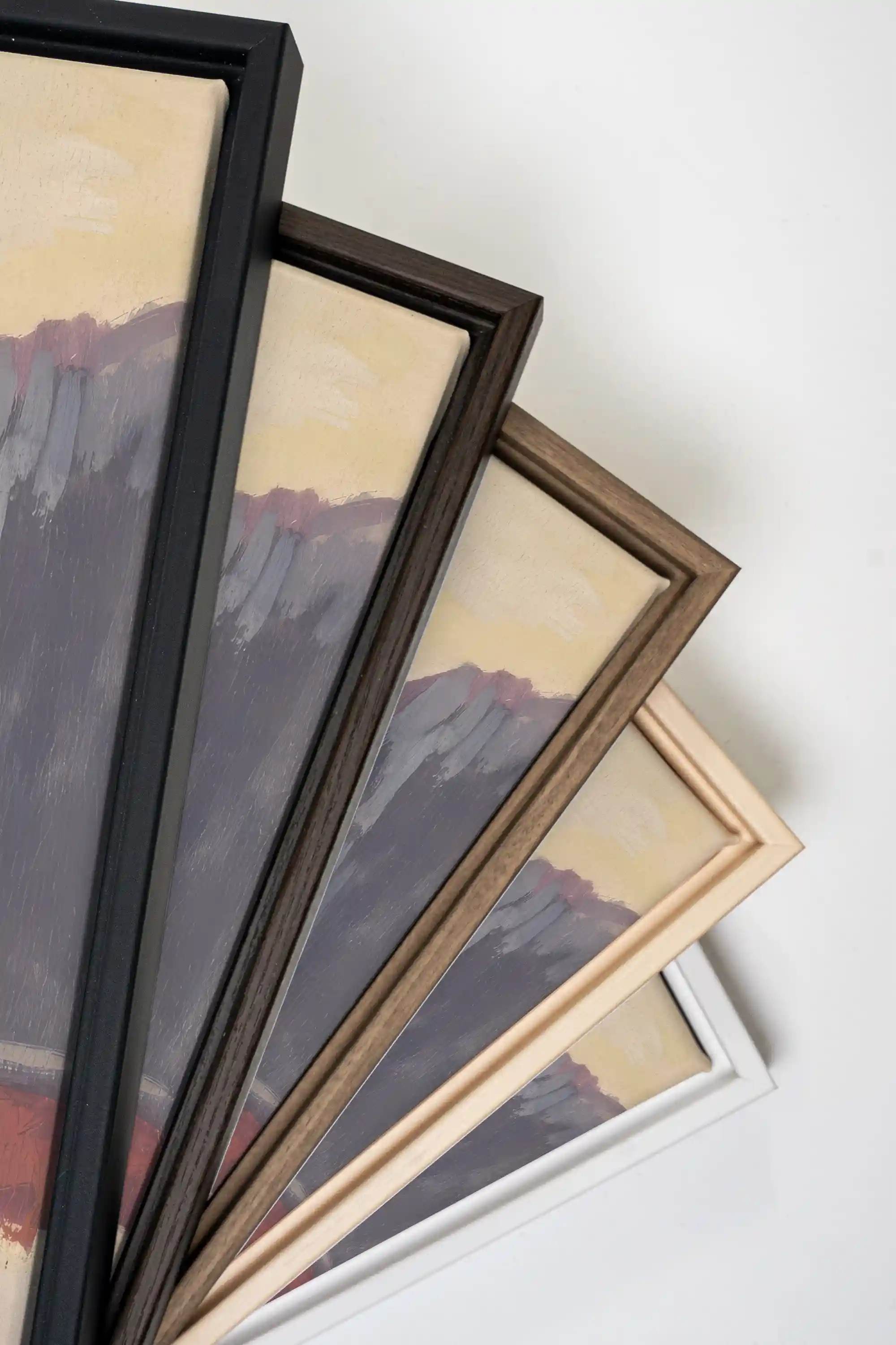 HORIZON DES MONTS, Oeuvre sur toile étirée, encadré Brun Noyer