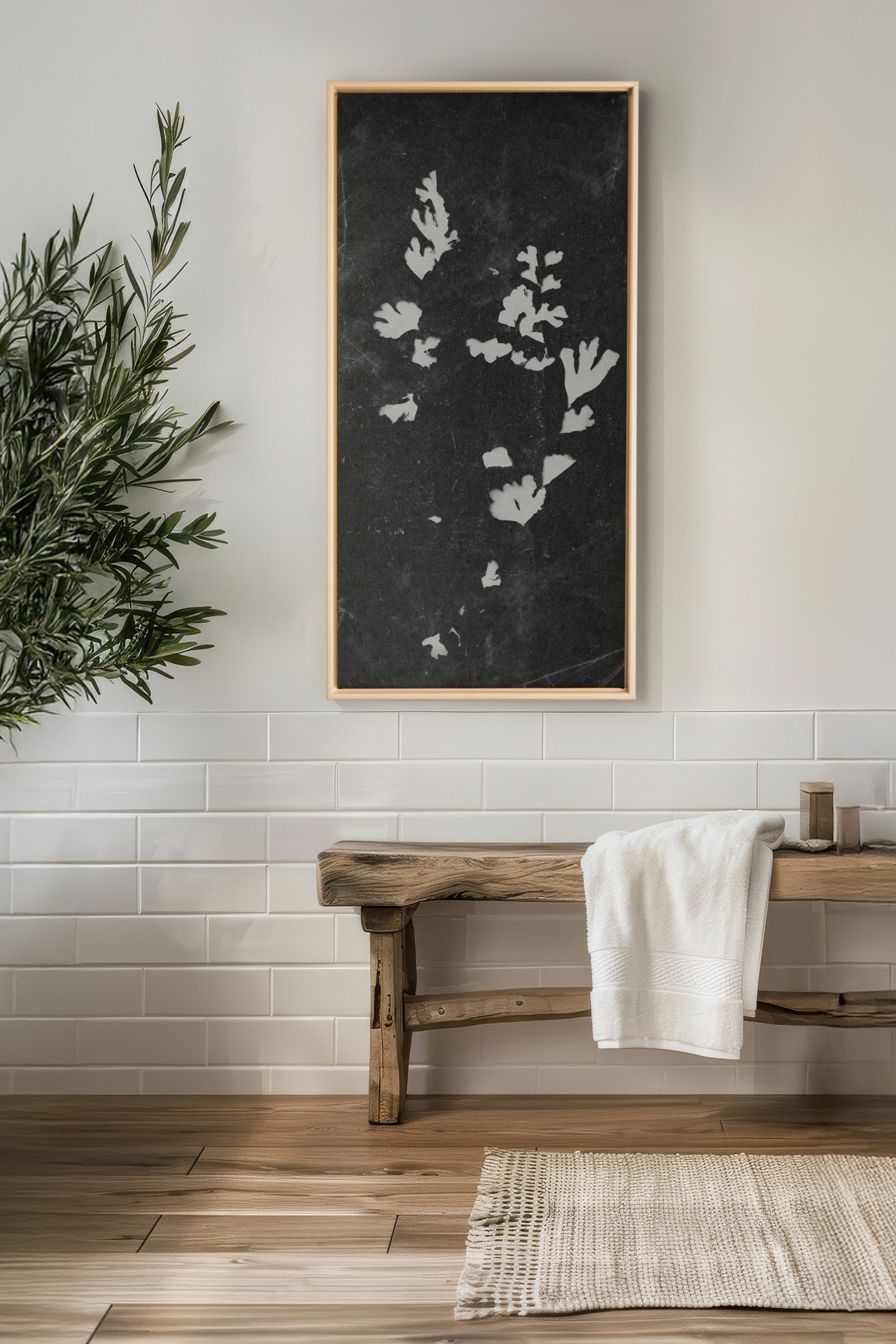 GHOST LEAVES, Oeuvre sur toile étirée, encadré Naturel Clair