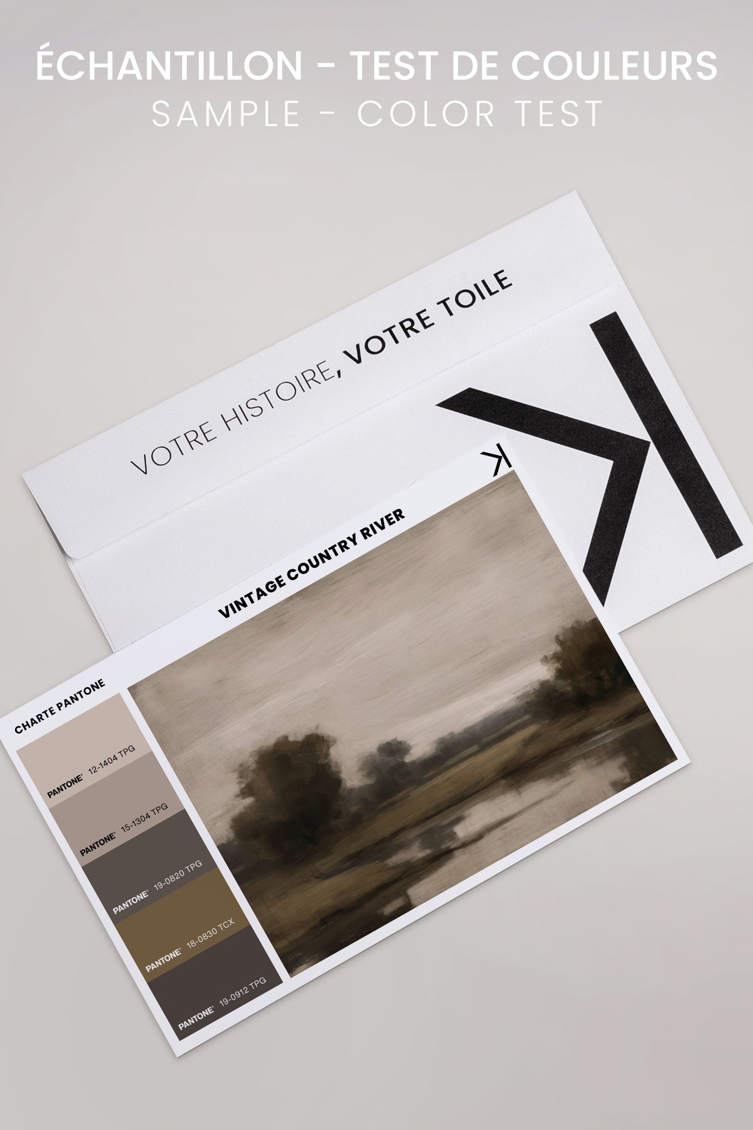 OLEKA CANVAS - VINTAGE COUNTRY RIVER, Oeuvre sur toile étirée, encadré Blanc