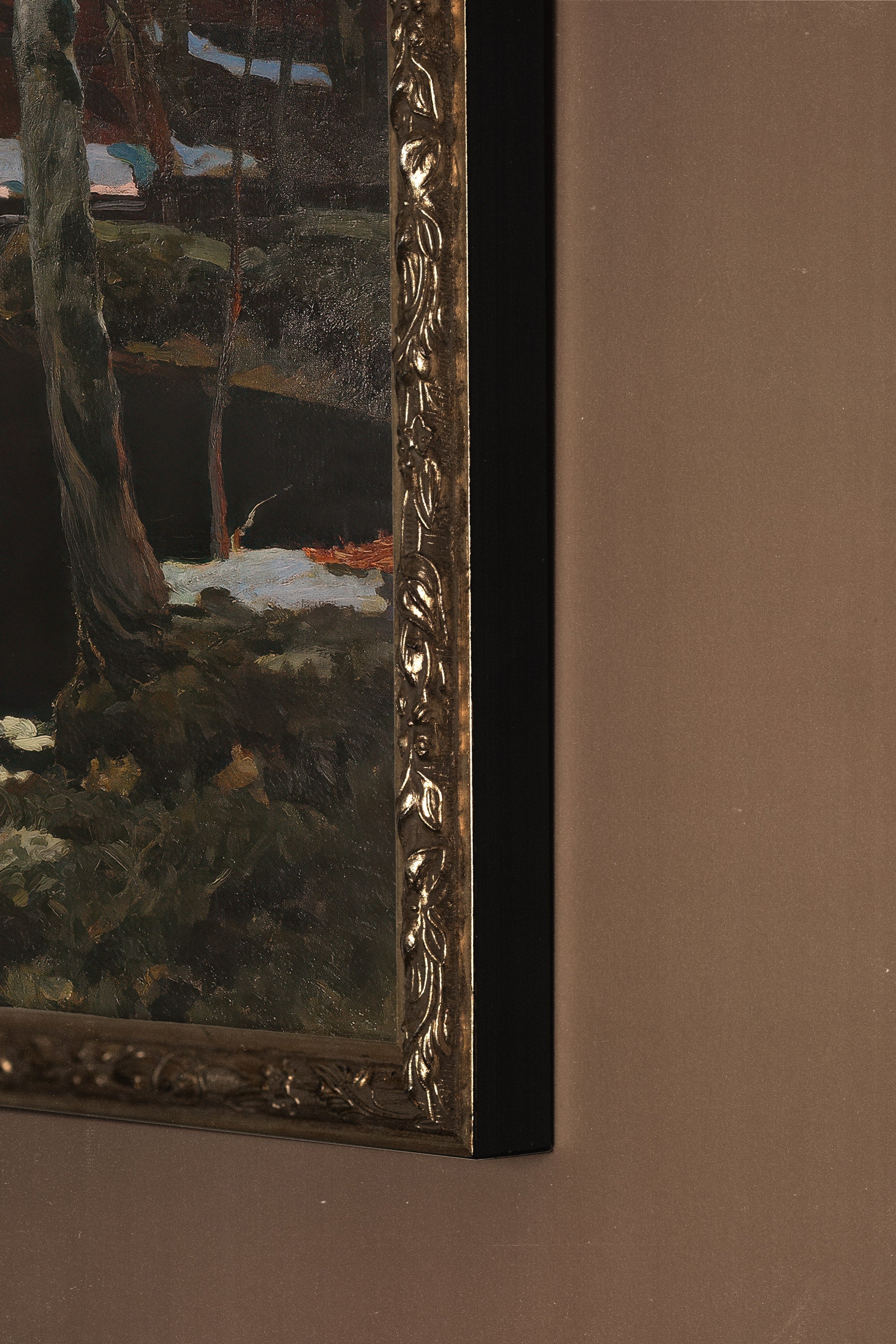 FROZEN AMBER, Work on canvas, framed Vintage Silver