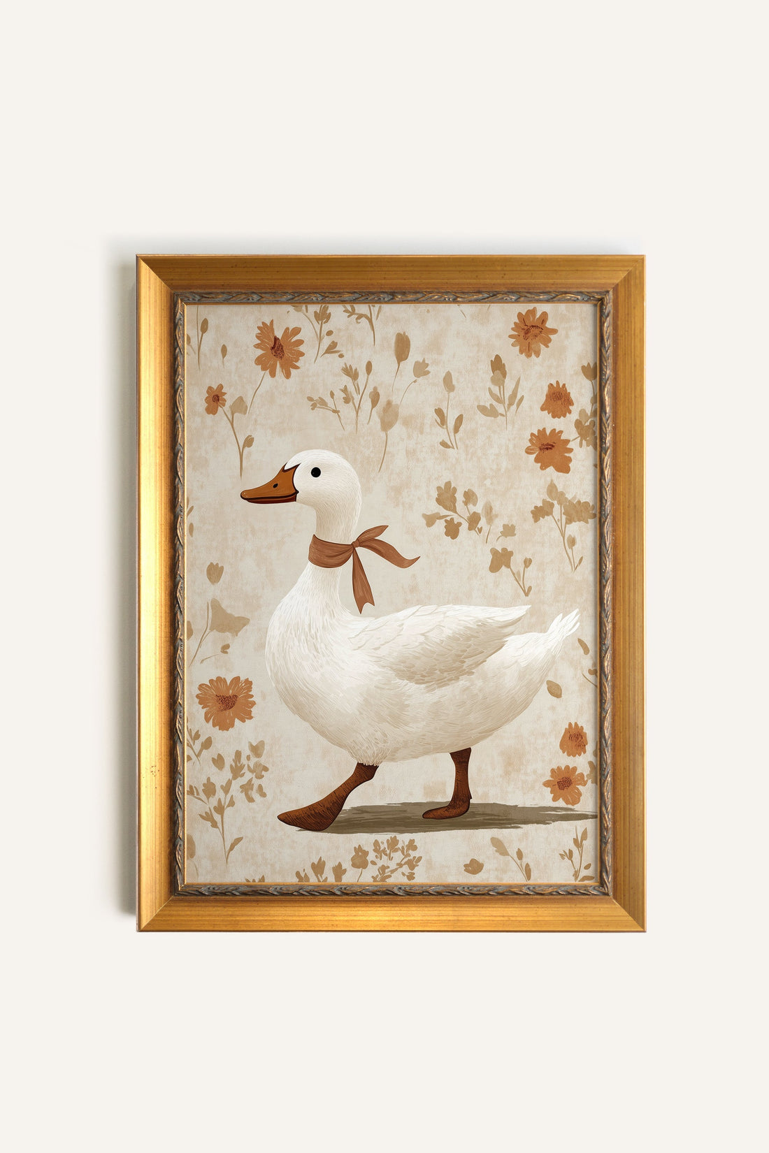 CANARD ÉLÉGANT, Oeuvre sur toile rigide, encadré Vintage Or