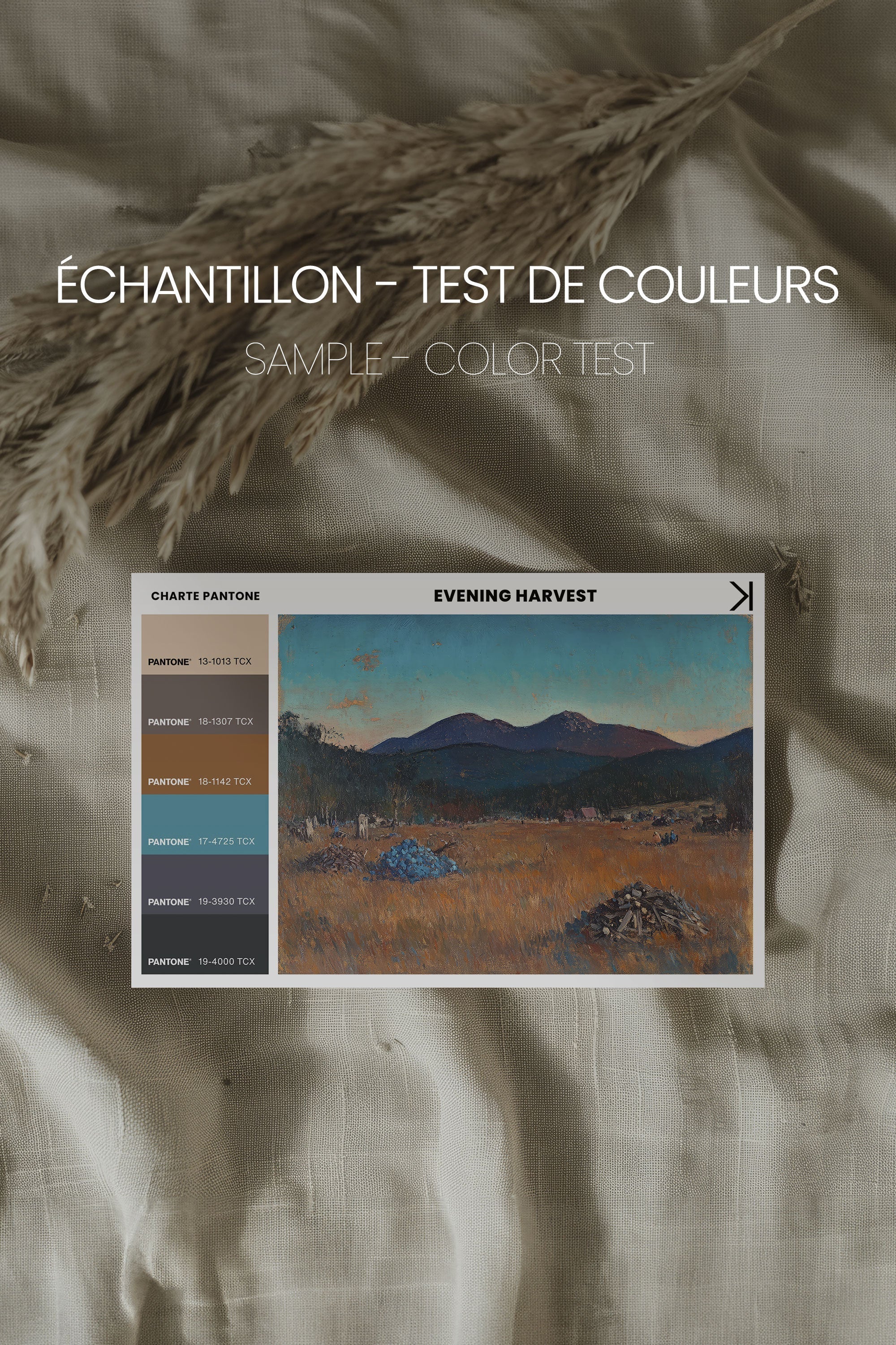 OLEKA CANVAS - EVENING HARVEST, Oeuvre sur toile étirée, encadré Blanc