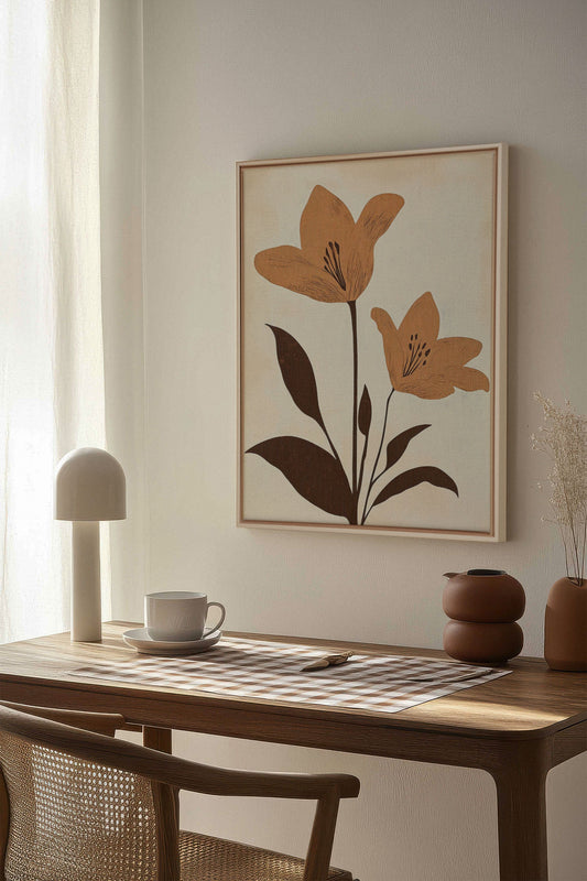 SEPIA FLOWERS, Work on stretched canvas