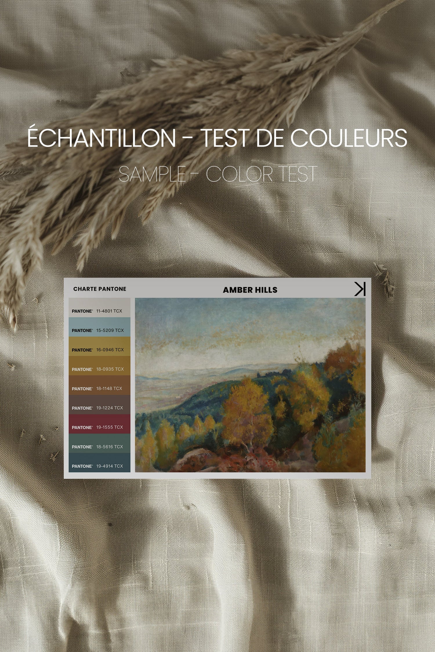 AMBER HILLS, Artwork on stretched canvas, framed in Walnut Brown