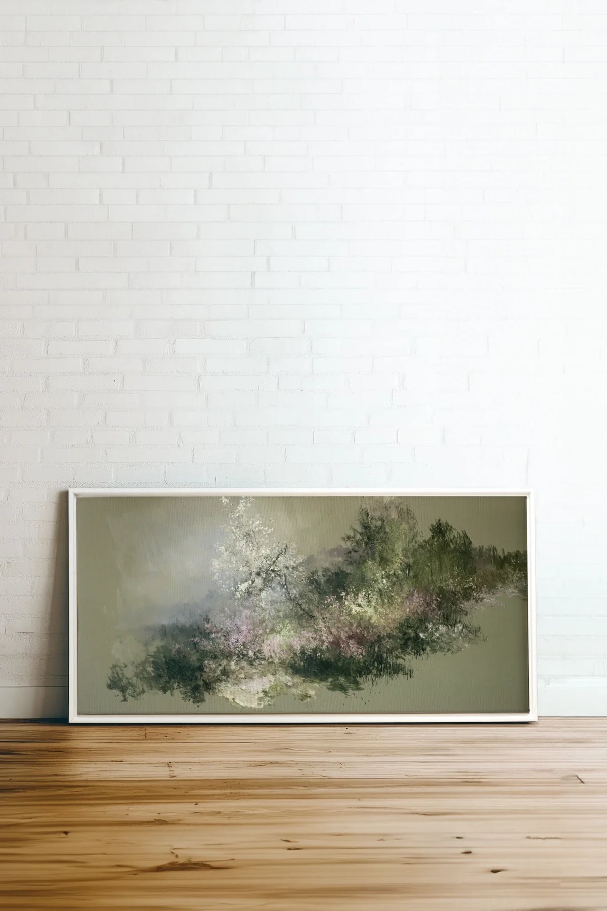 JARDIN DES BRUMES, Oeuvre sur toile étirée, encadré Blanc