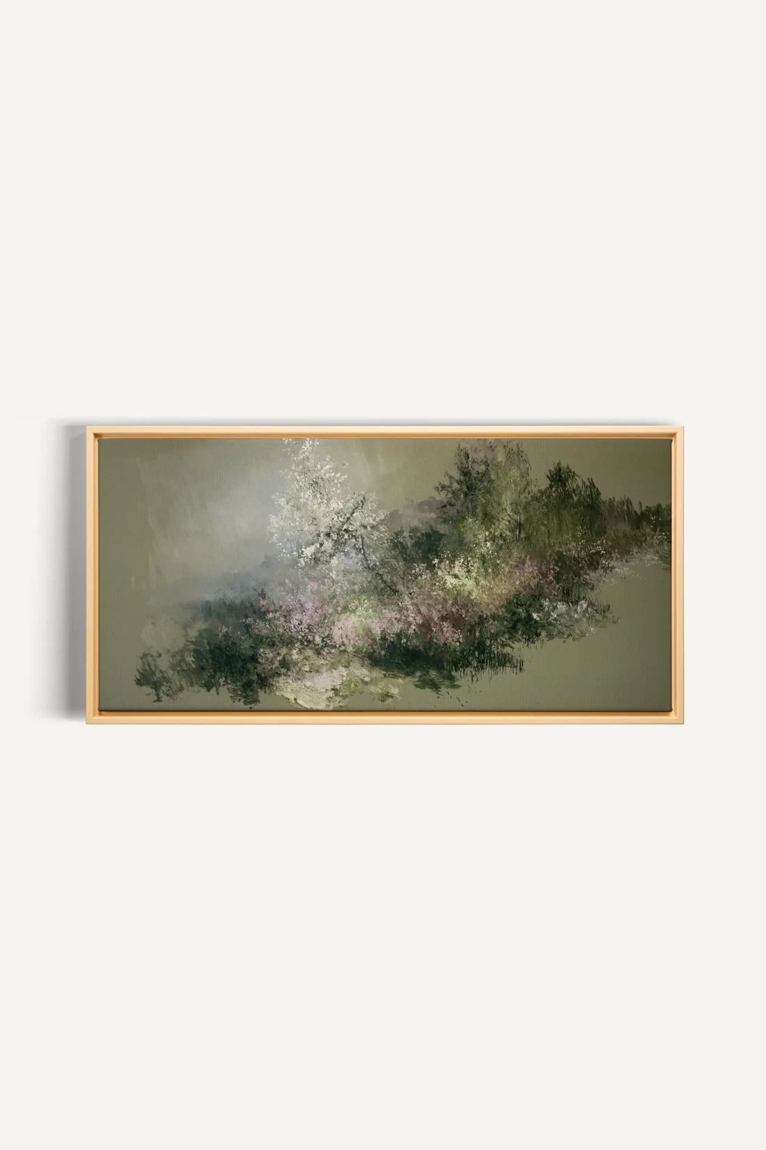 JARDIN DES BRUMES, Oeuvre sur toile étirée, encadré Naturel Clair